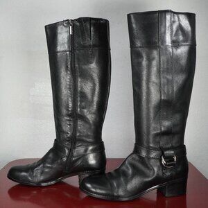 Women's Bandolino Black Leather Knee High Long Riding Fashion Boots 8